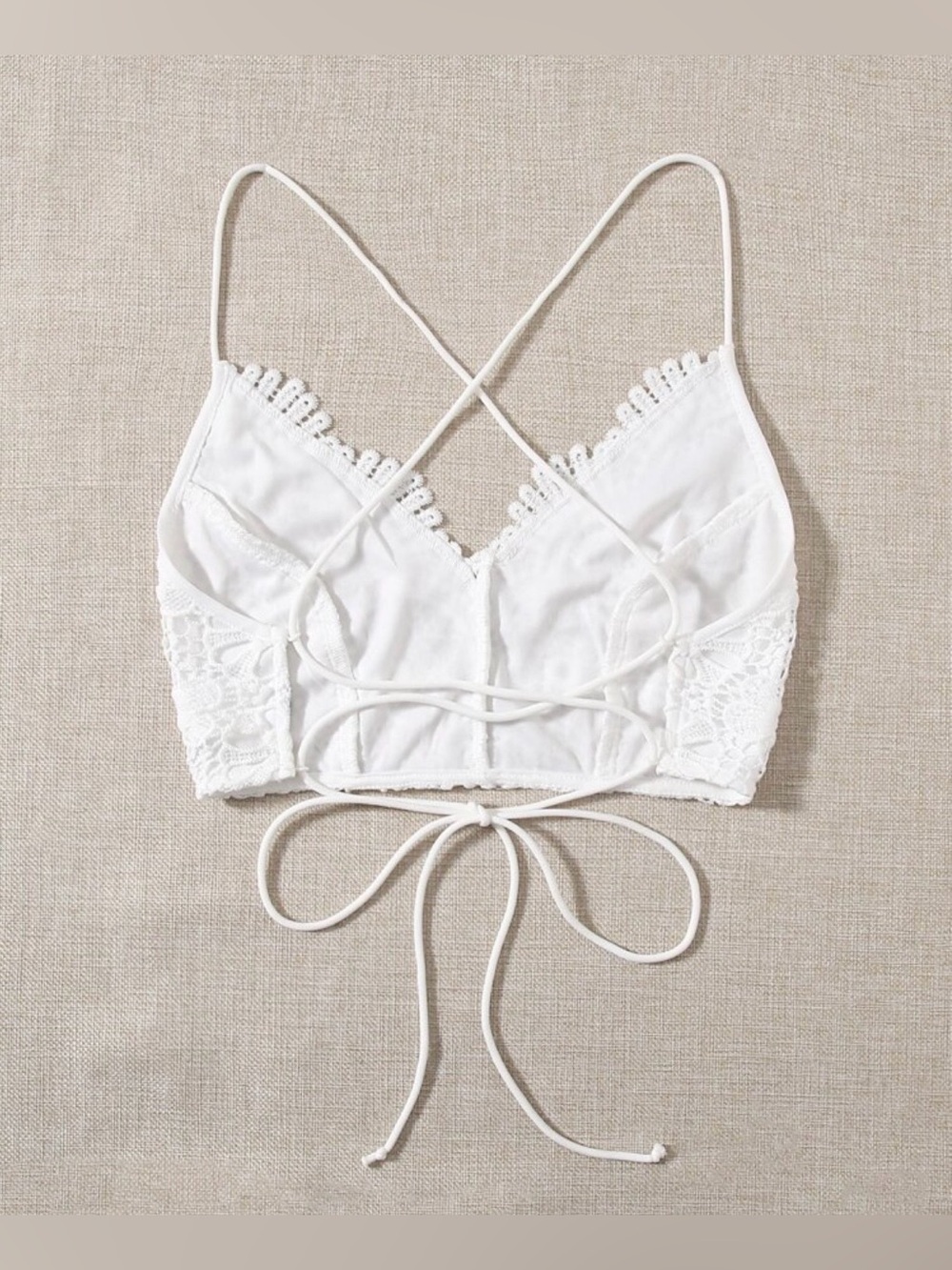 Soleia Lace-Up Backless Guipure Lace Cami Top | Large - Picture 2 of 5